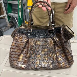 Brahmin Elegant Crocodile-Embossed Brown Handbag
